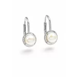ELEGÁNS GYÖNGY ezüst fülbevaló - oldalt díszített - 16 mm