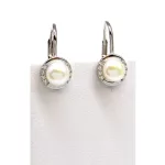 ELEGÁNS GYÖNGY ezüst fülbevaló - oldalt díszített - 16 mm