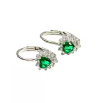 KIS KRISTÁLYOS SZÍVECSKE ezüst fülbevaló - 15 mm - zöld (2 éves kortól 7 éves korig)