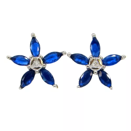 KÉK VIRÁG ezüst bedugós fülbevaló (10 mm)