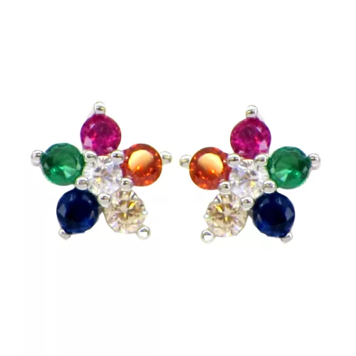 KIS SZIVÁRVÁNYVIRÁG ezüst bedugós fülbevaló (7 mm)