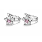 KRISTÁLY VIRÁG ezüst fülbevaló - 15 mm - világos rózsaszín (5 éves kortól 12 éves korig)