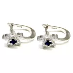 KRISTÁLY VIRÁG ezüst fülbevaló - 15 mm - kék (5 éves kortól 12 éves korig)