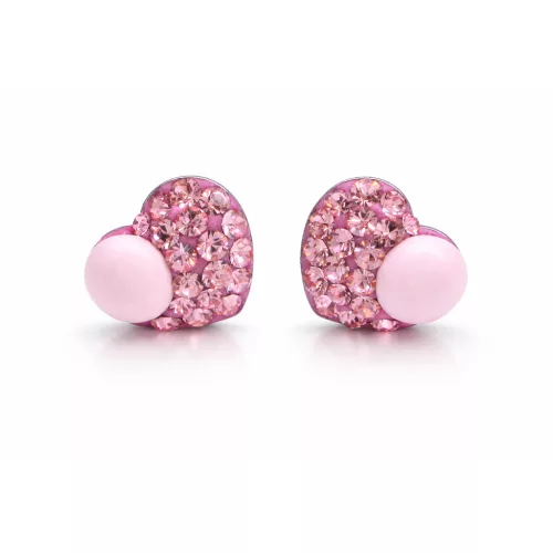 HÉRA GYÖNGYÖS SZÍV bedugós fülbevaló - 10 mm (light rose)