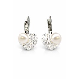   HÉRA GYÖNGYÖS SZÍV kapcsos fülbevaló - 10 mm (crystal fehér)