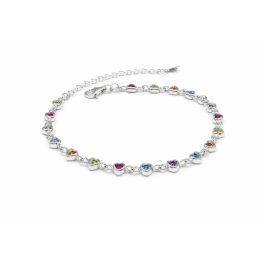 SZÍVRITMUS ezüst karkötő - színes (17 cm - 21 cm)