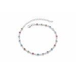 SZÍVRITMUS ezüst karkötő - színes (17 cm - 21 cm)