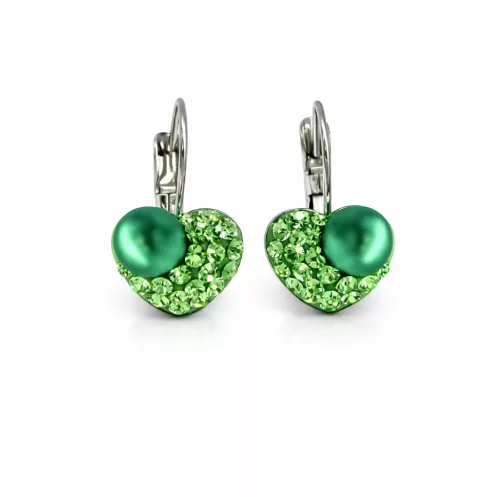 HÉRA GYÖNGYÖS SZÍV kapcsos fülbevaló - 10 mm (peridot)