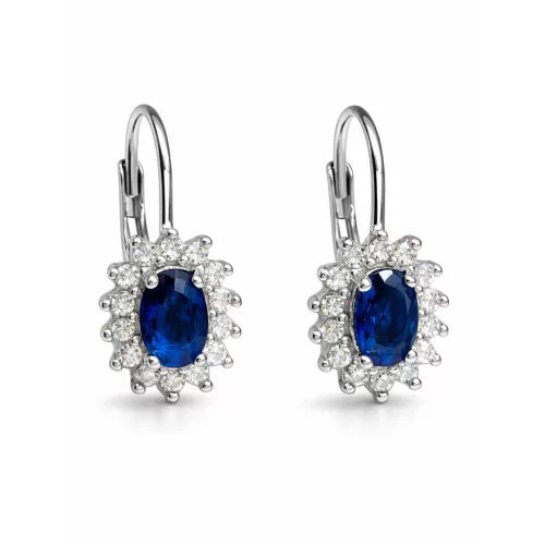 OVÁLIS KORONA ezüst kapcsos fülbevaló - 14 mm (kék)