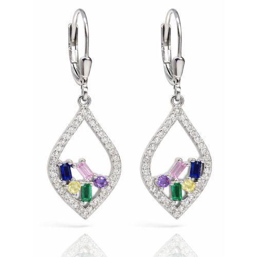 ÉJSZAKA KÖNNYEI ezüst fülbevaló - 35mm (ezüst-színes)