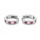 SZÍNES KARIKA BABA ezüst fülbevaló - 12 mm (fehér/pink)