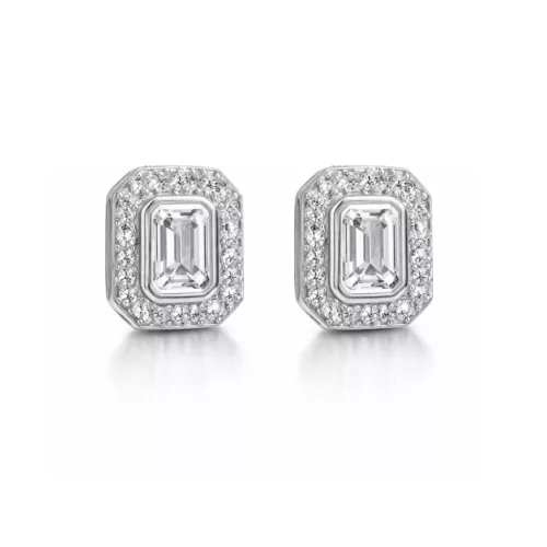 VERONA ezüst bedugós fülbevaló - 10 mm (crystal fehér)