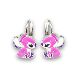   Angel (Stitch rózsaszín párja) ezüst fülbevaló (4 éves kortól 10 éves korig)
