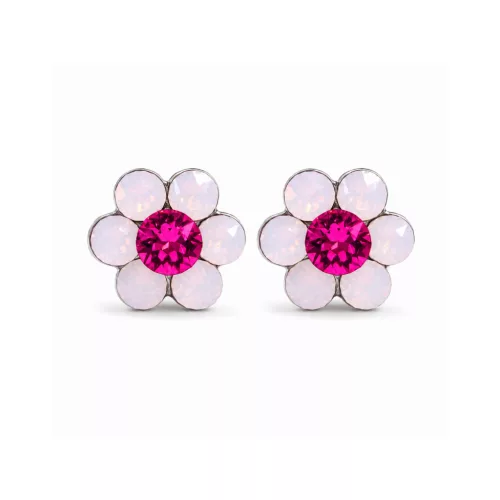 Kis virág fülbevaló (rose water opal-fuchsia)