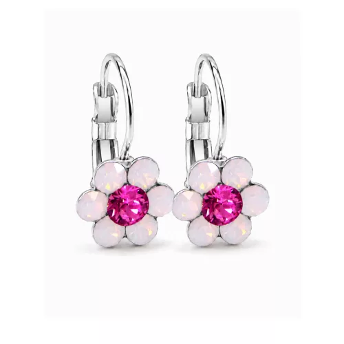 Kis virág fülbevaló - rose water opal-fuchsia (5 éves kortól tinédzser korig)