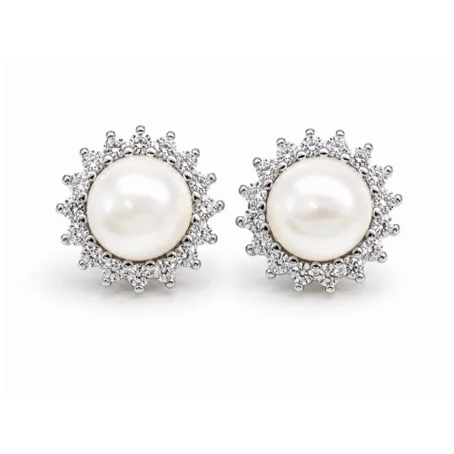 PEARL PRINCESS ezüst bedugós fülbevaló - 8 mm