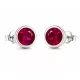 KEREK KRISTÁLY ezüst fülbevaló - fuchsia (6 mm)