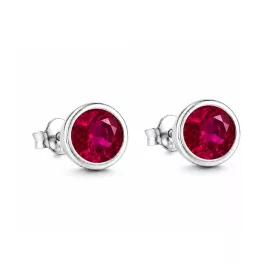 KEREK KRISTÁLY ezüst fülbevaló - fuchsia (5 mm)