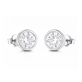 KEREK KRISTÁLY ezüst fülbevaló - crystal fehér (6 mm)