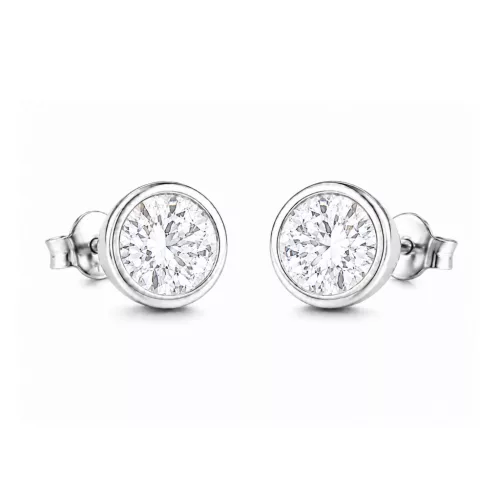 KEREK KRISTÁLY ezüst fülbevaló - crystal fehér (6 mm)