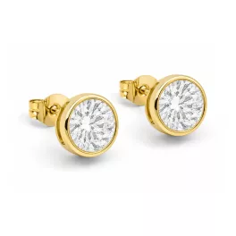   KEREK KRISTÁLY ezüst fülbevaló/arany változat - crystal fehér (6 mm)