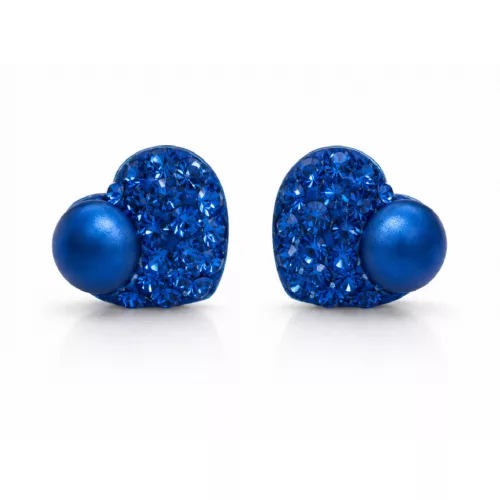 HÉRA GYÖNGYÖS SZÍV bedugós fülbevaló - 10 mm (sapphire)