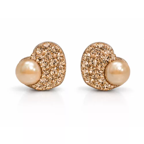 HÉRA GYÖNGYÖS SZÍV bedugós fülbevaló - 10 mm (peach)