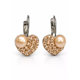 HÉRA GYÖNGYÖS SZÍV kapcsos fülbevaló - 10 mm (peach)
