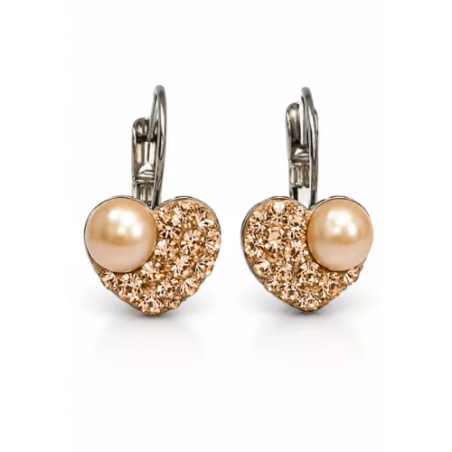 HÉRA GYÖNGYÖS SZÍV kapcsos fülbevaló - 10 mm (peach)