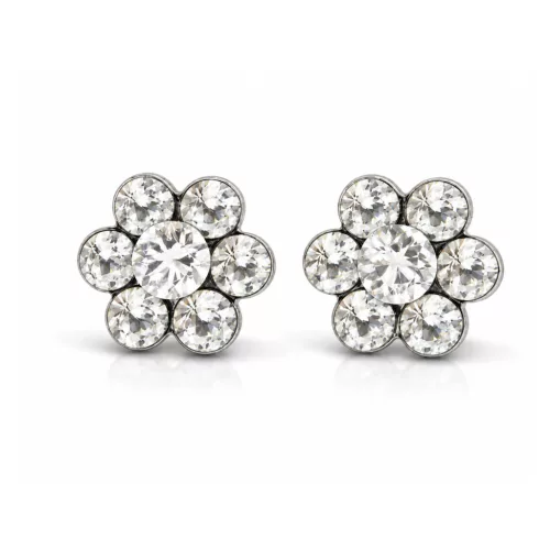 VIRÁG bedugós fülbevaló - 12 mm (crystal fehér) felnőtt méret