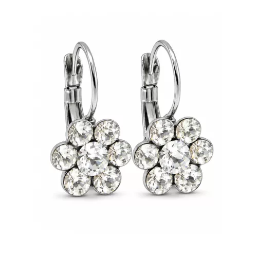 VIRÁG kapcsos fülbevaló - 12 mm (crystal fehér) felnőtt méret
