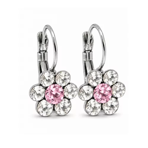VIRÁG kapcsos fülbevaló - 12 mm (crystal-light rose) felnőtt méret