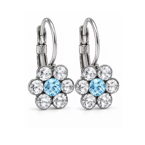 VIRÁG kapcsos fülbevaló - 12 mm (crystal-aquamarine) felnőtt méret