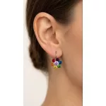 VIRÁG kapcsos fülbevaló - 12 mm (élénk szivárvány) felnőtt méret