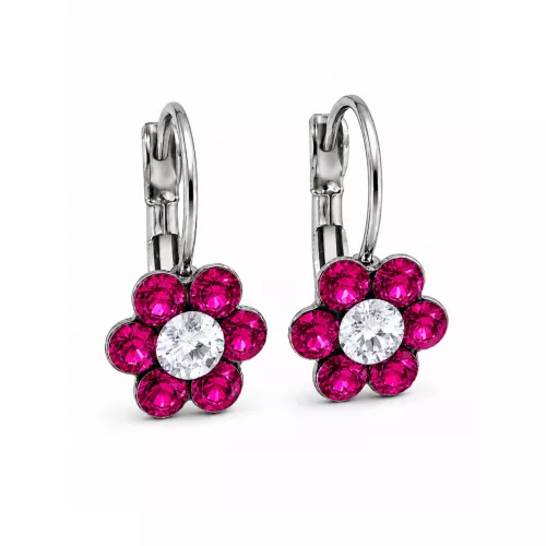 KIS VIRÁG fülbevaló - fuchsia-crystal (5 éves kortól tinédzser korig)