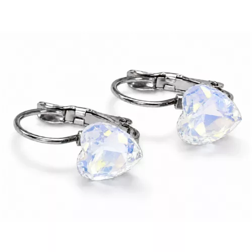 SZÍVECSKE kapcsos fülbevaló - white opal (4 éves kortól)