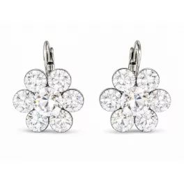 Óriás virág kapcsos fülbevaló - 20 mm (crystal fehér)