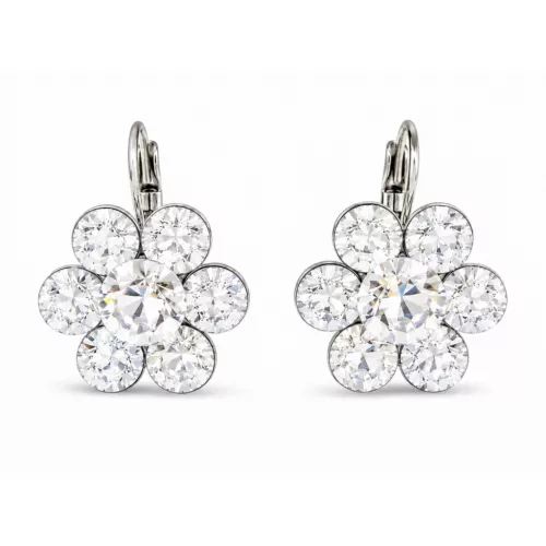 Óriás virág kapcsos fülbevaló - 20 mm (crystal fehér)