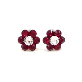 Kis virág fülbevaló (bordó-fehér)