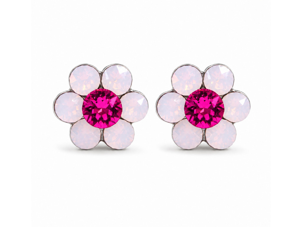 Kis virág fülbevaló (rose water opal-fuchsia)